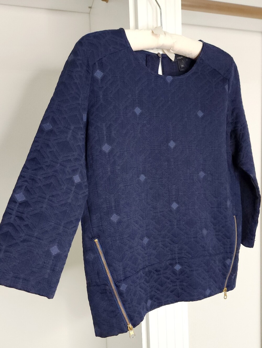 J. Crew Navy Textured Pullover Jacket with Gold Zippers